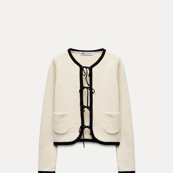 NWT Zara Knit Cardigan with Ties Bloggers Favorite size M - Picture 1 of 7